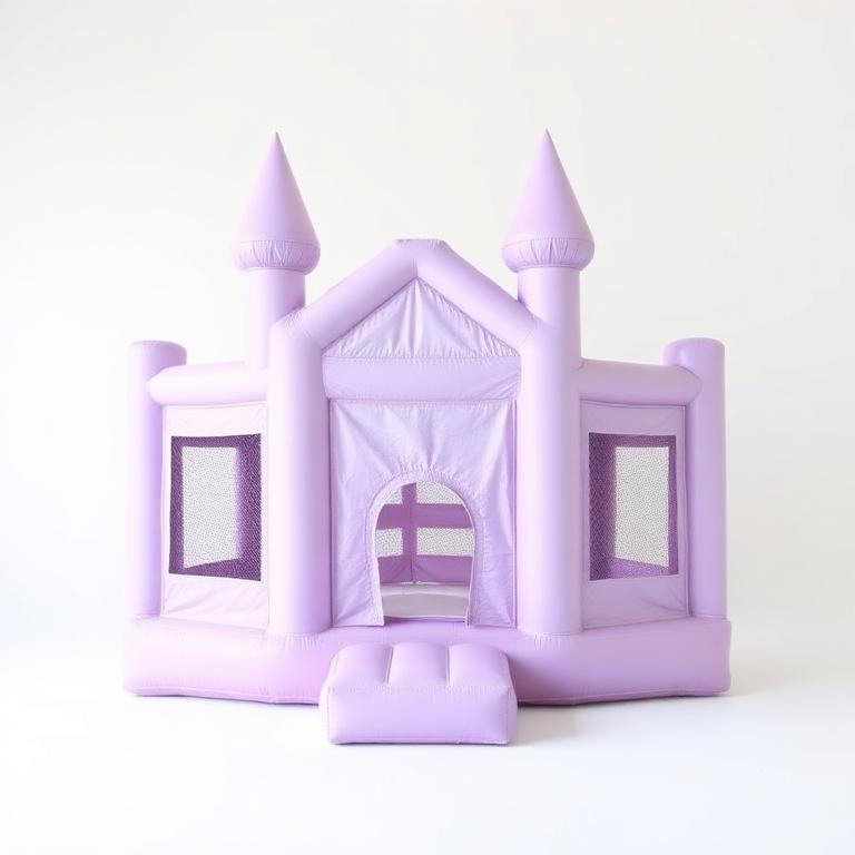 Lavender pastel bounce house castle with mesh windows
