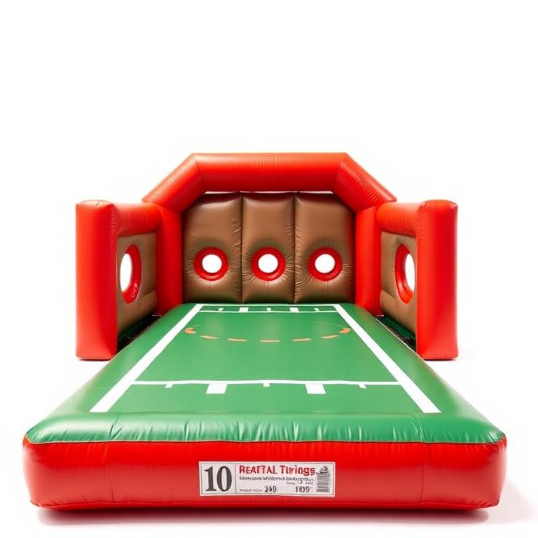 Inflatable quarterback football throwing challenge with target holes
